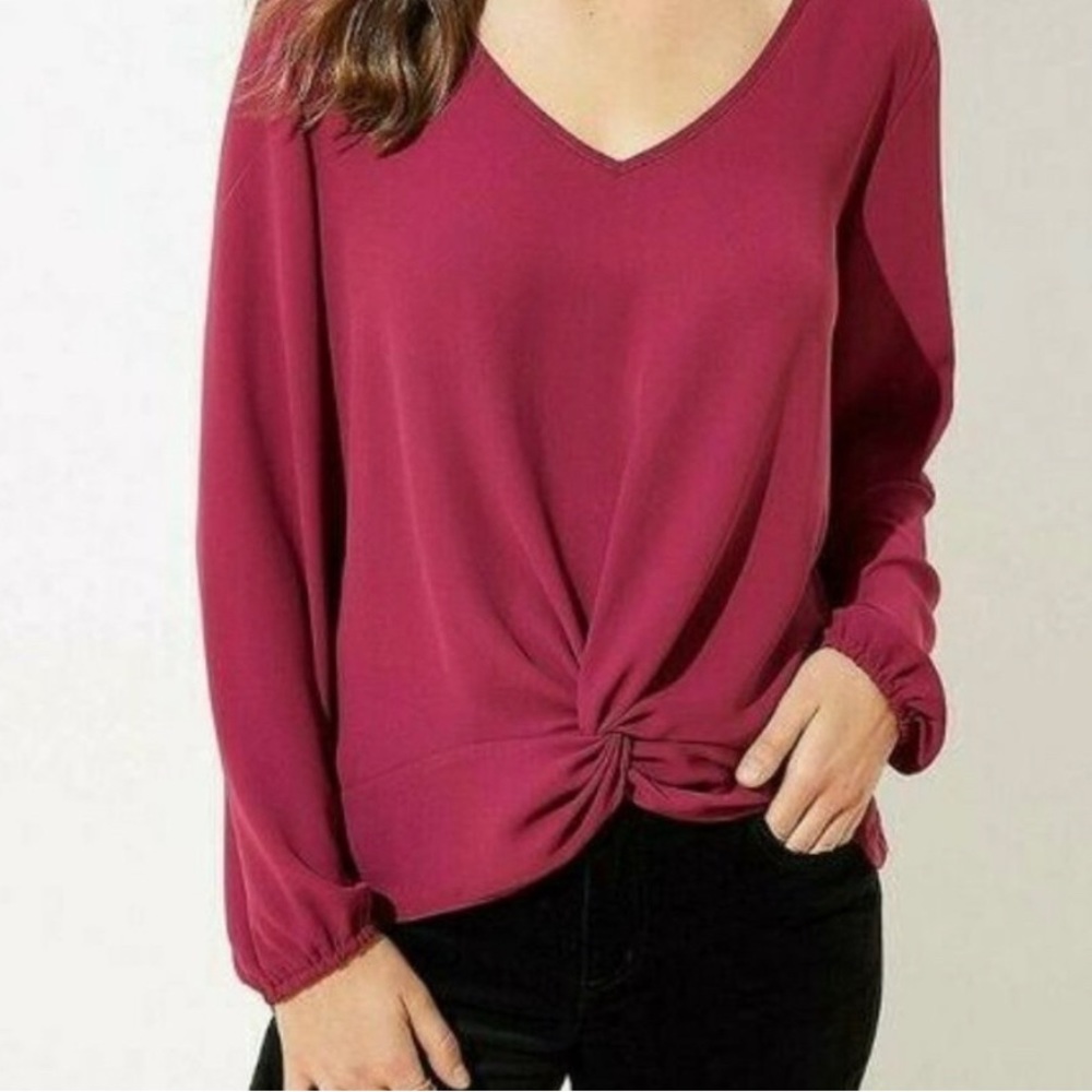 Loft Mixed Media Twist Front Blouse